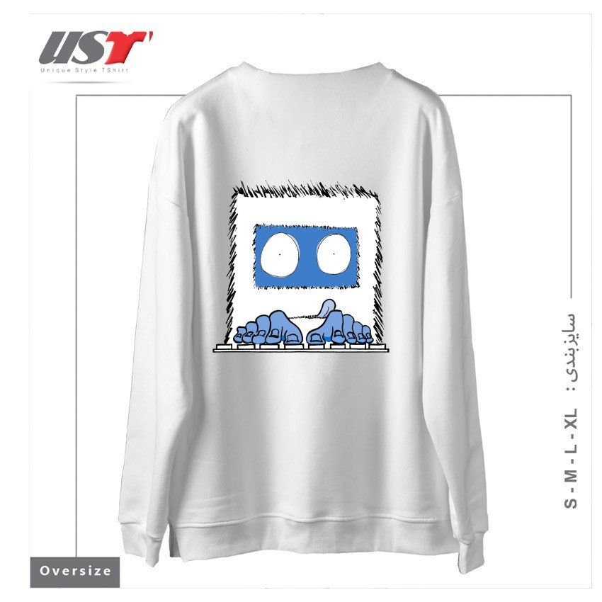 طرح CODE SQUATCH سوییشرت اورسایزرنگ سفید