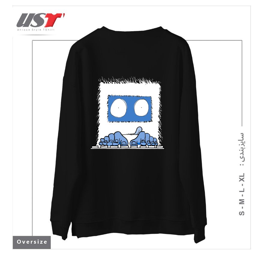 طرح CODE SQUATCH سوییشرت اورسایزرنگ مشکی