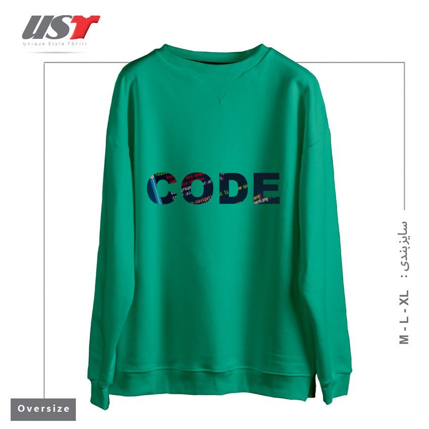طرح CODE1 سوییشرت اورسایزرنگ سبز سدری