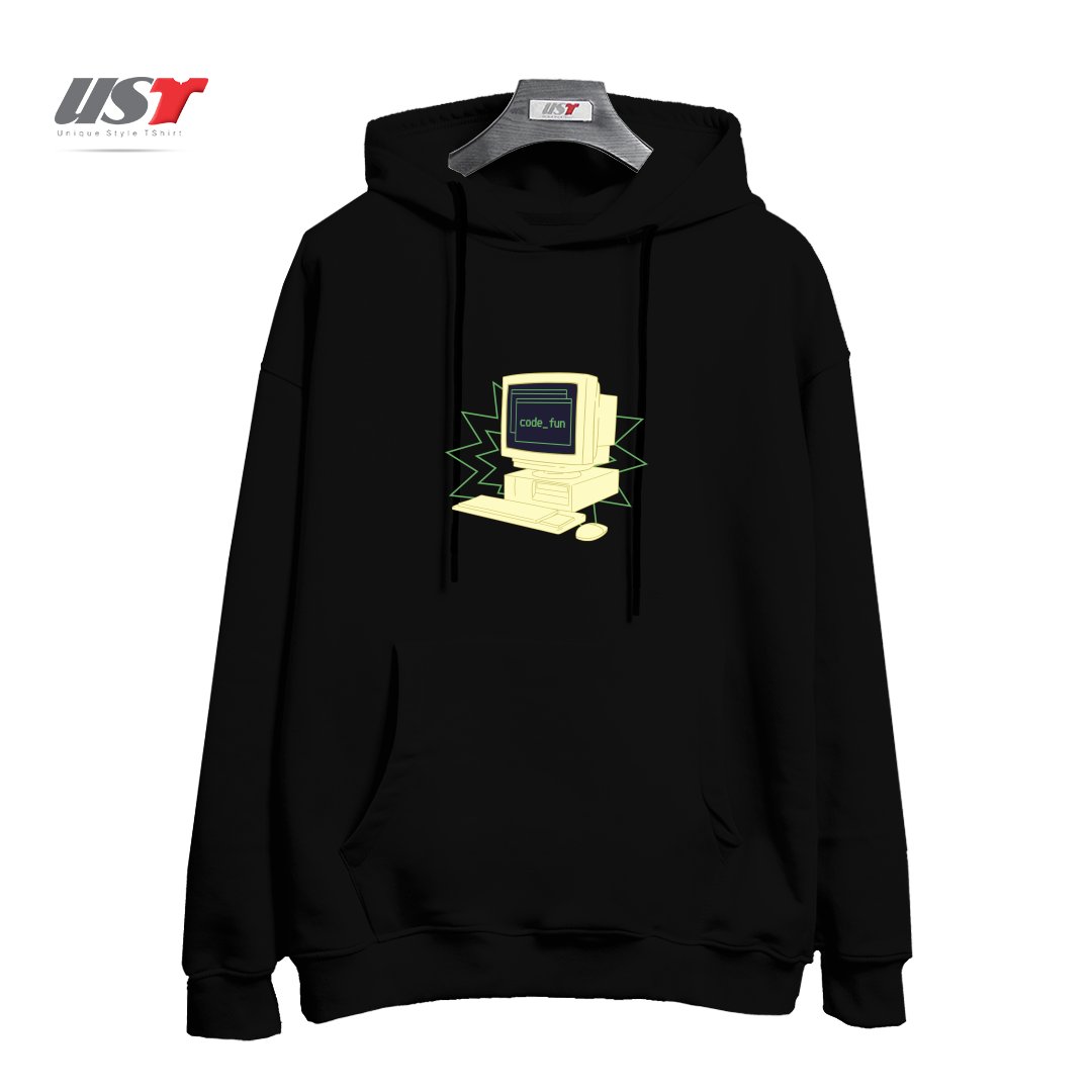 طرح COMPUTER CODING هودی اورسایزرنگ مشکی