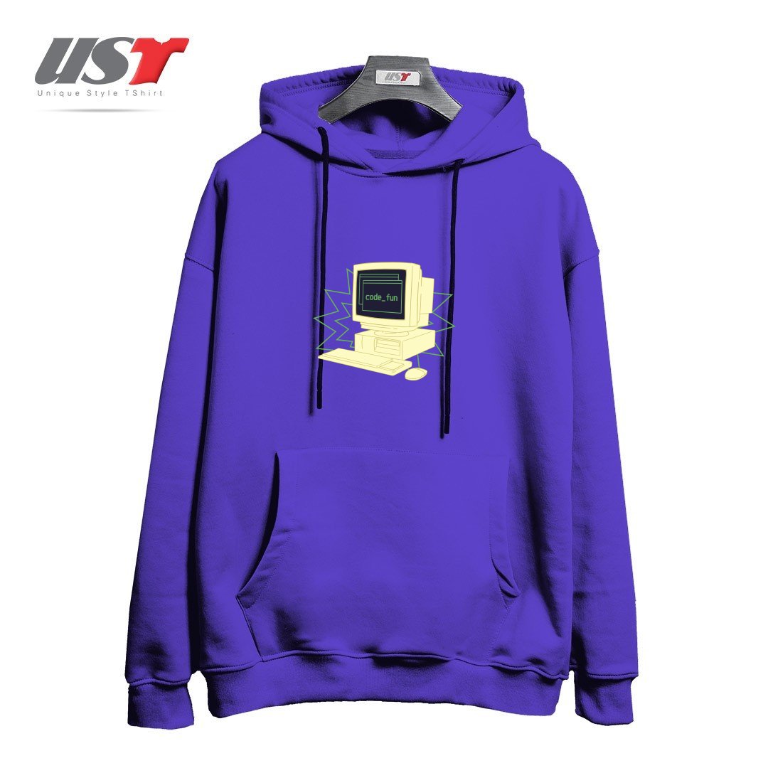 طرح COMPUTER CODING هودی اورسایزرنگ بنفش