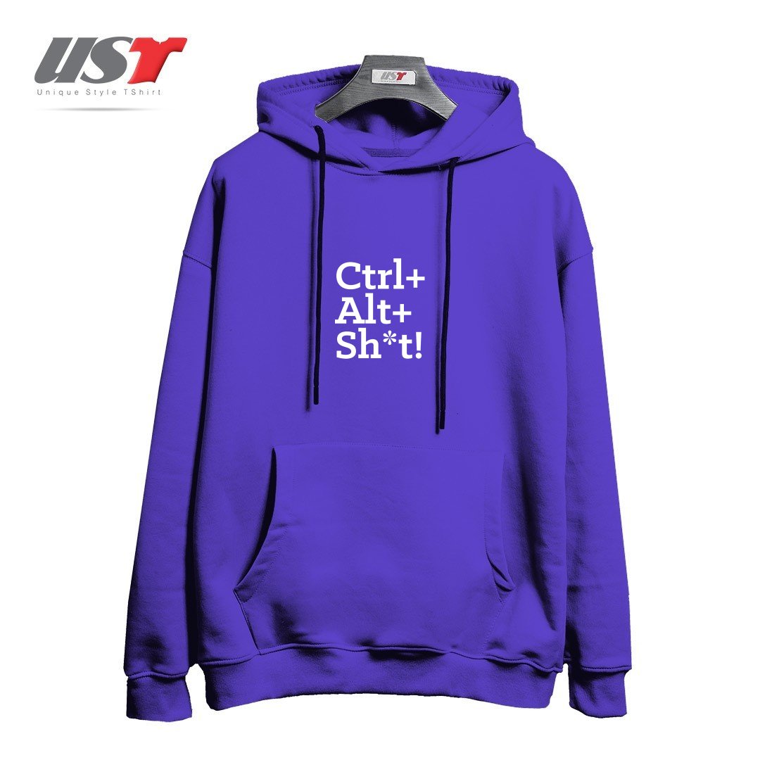 طرح CTRL+ALT+SHT! هودی اورسایزرنگ بنفش