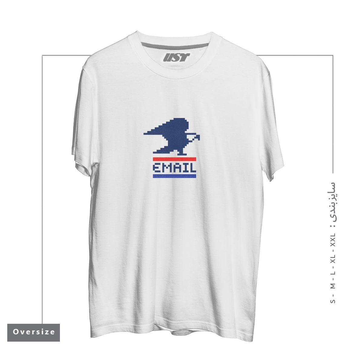 طرح EMAIL تیشرت اورسایزرنگ سفید