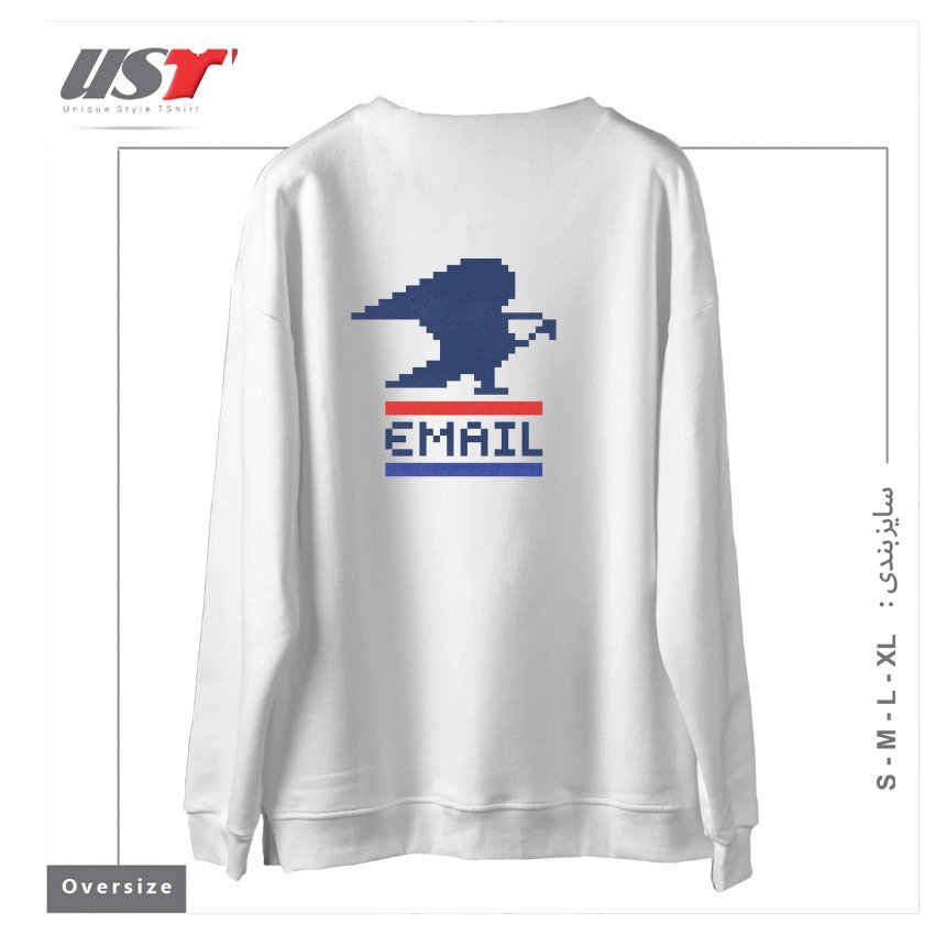 طرح EMAIL سوییشرت اورسایزرنگ سفید