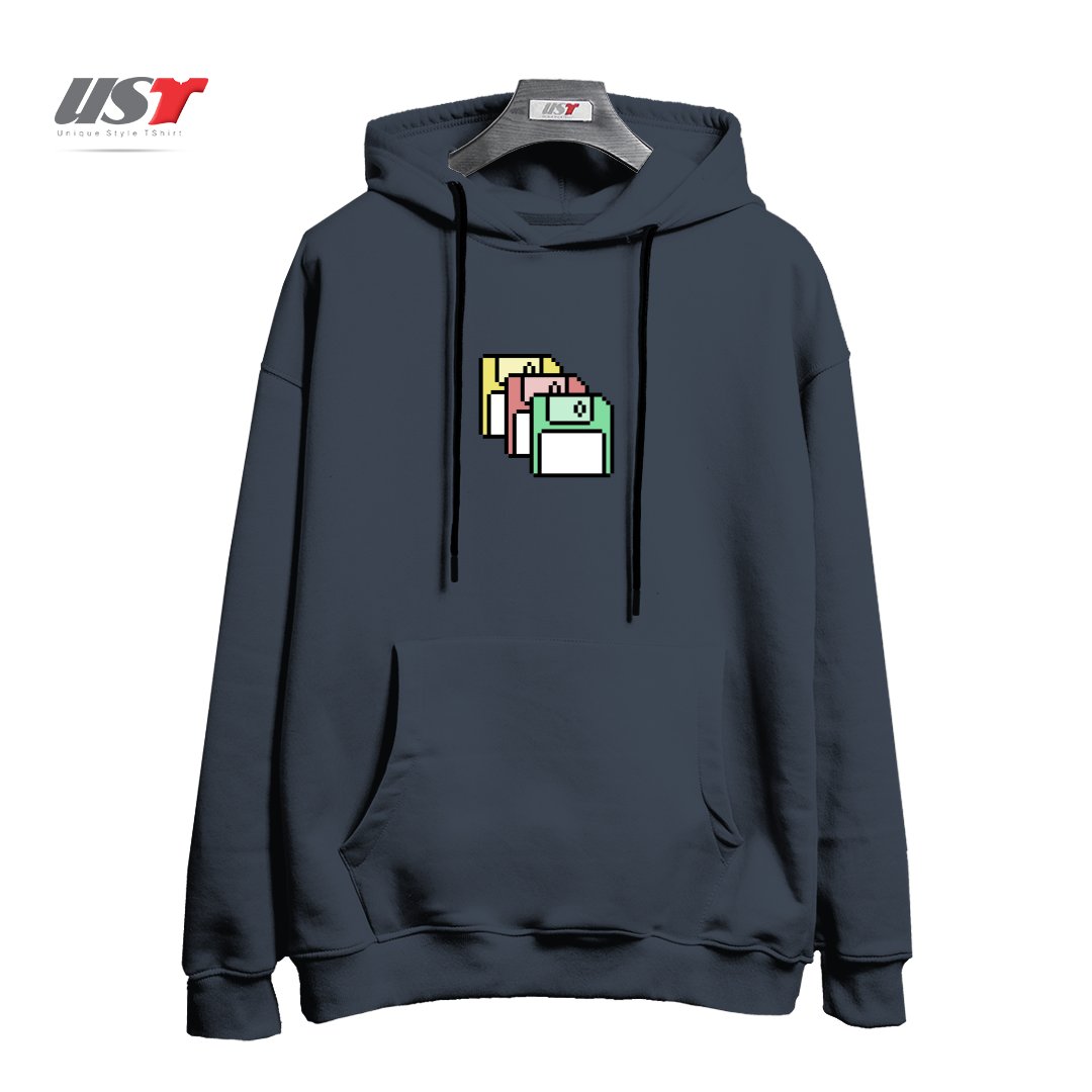 طرح FLOPPY DISKS - PIXEL ART هودی اورسایزرنگ دودی