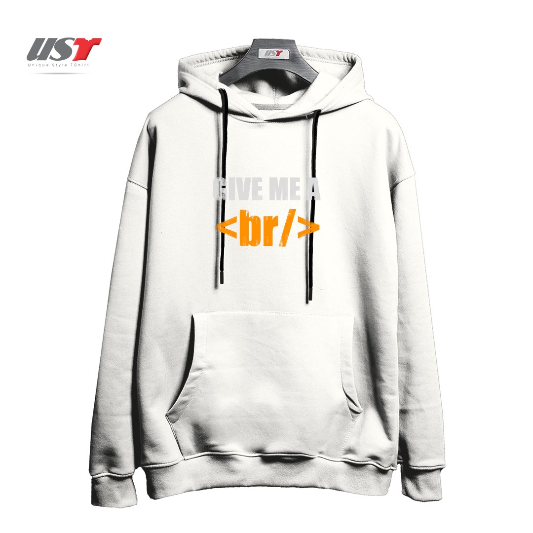 طرح GIVE ME A BREAK هودی اورسایزرنگ سفید