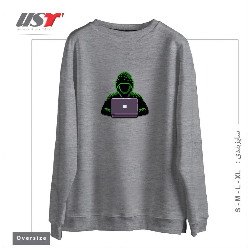 سوییشرت اورسایز طرح HACKER PIXEL ART T-SHIRT