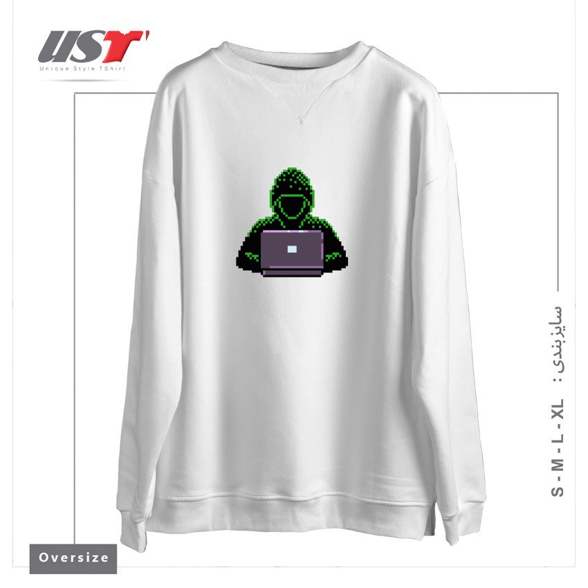 سوییشرت اورسایز طرح HACKER PIXEL ART T-SHIRT