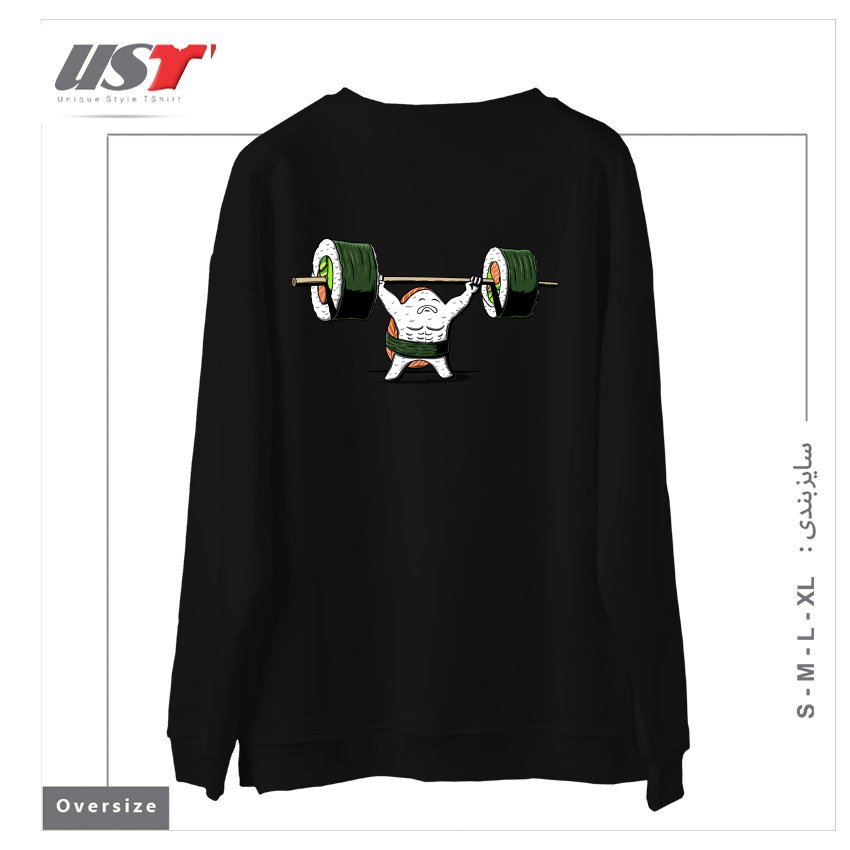 طرح HEALTHY FOOD سوییشرت اورسایزرنگ مشکی