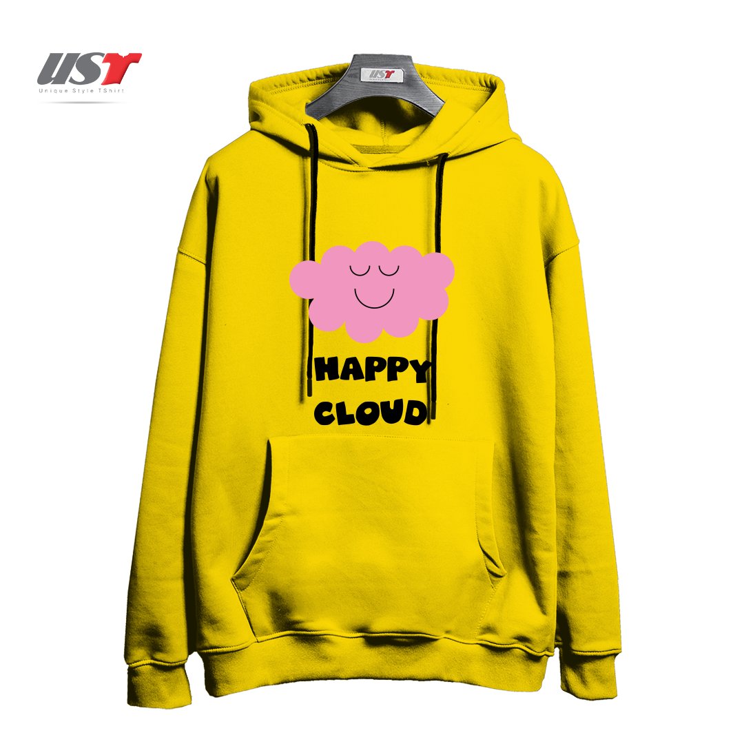 طرح HAPPY CLOUD (PINK) هودی اورسایزرنگ زرد