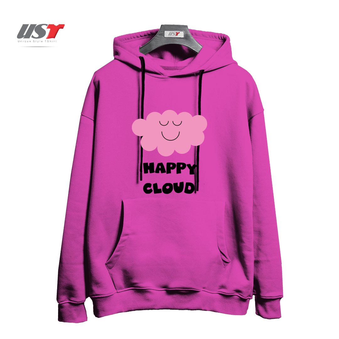 هودی اورسایز طرح HAPPY CLOUD (PINK)