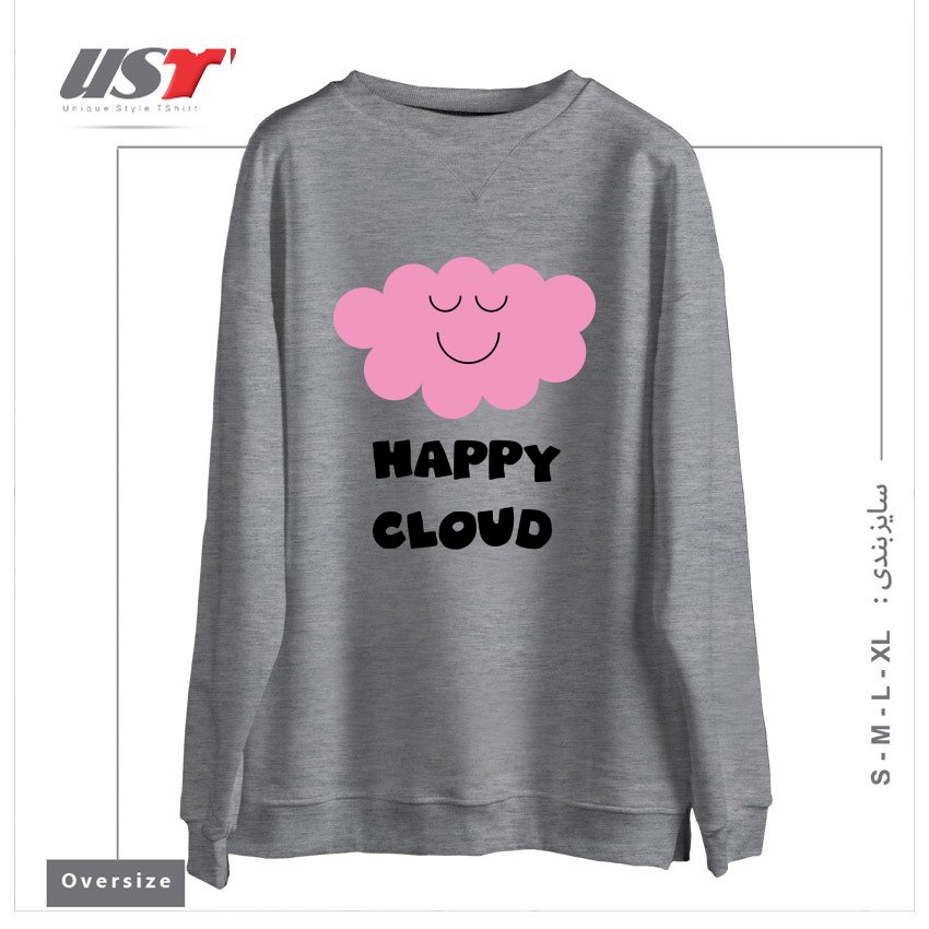 سوییشرت اورسایز طرح HAPPY CLOUD (PINK)