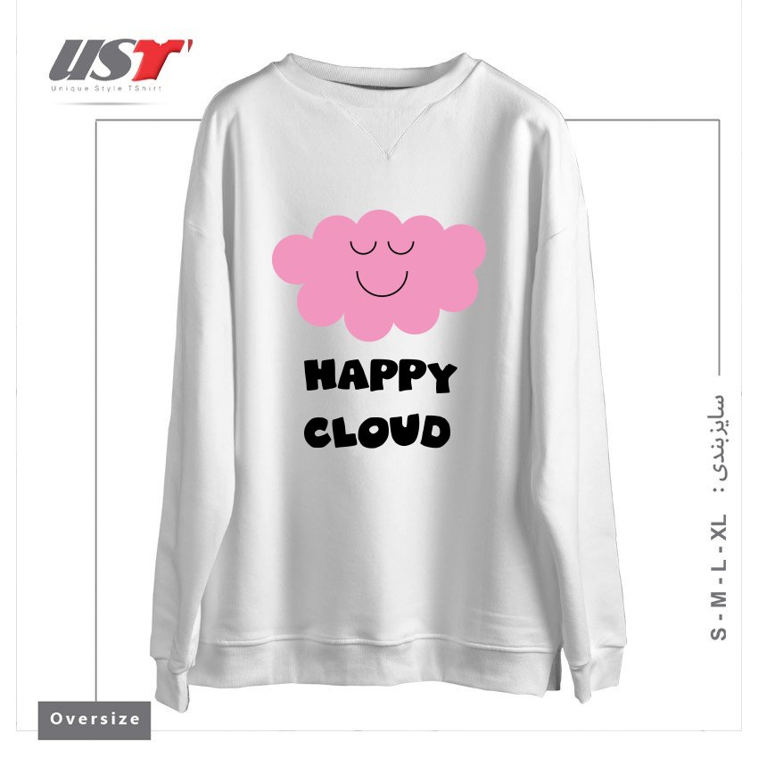 سوییشرت اورسایز طرح HAPPY CLOUD (PINK)