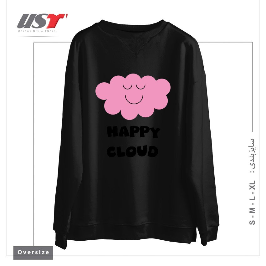 سوییشرت اورسایز طرح HAPPY CLOUD (PINK)