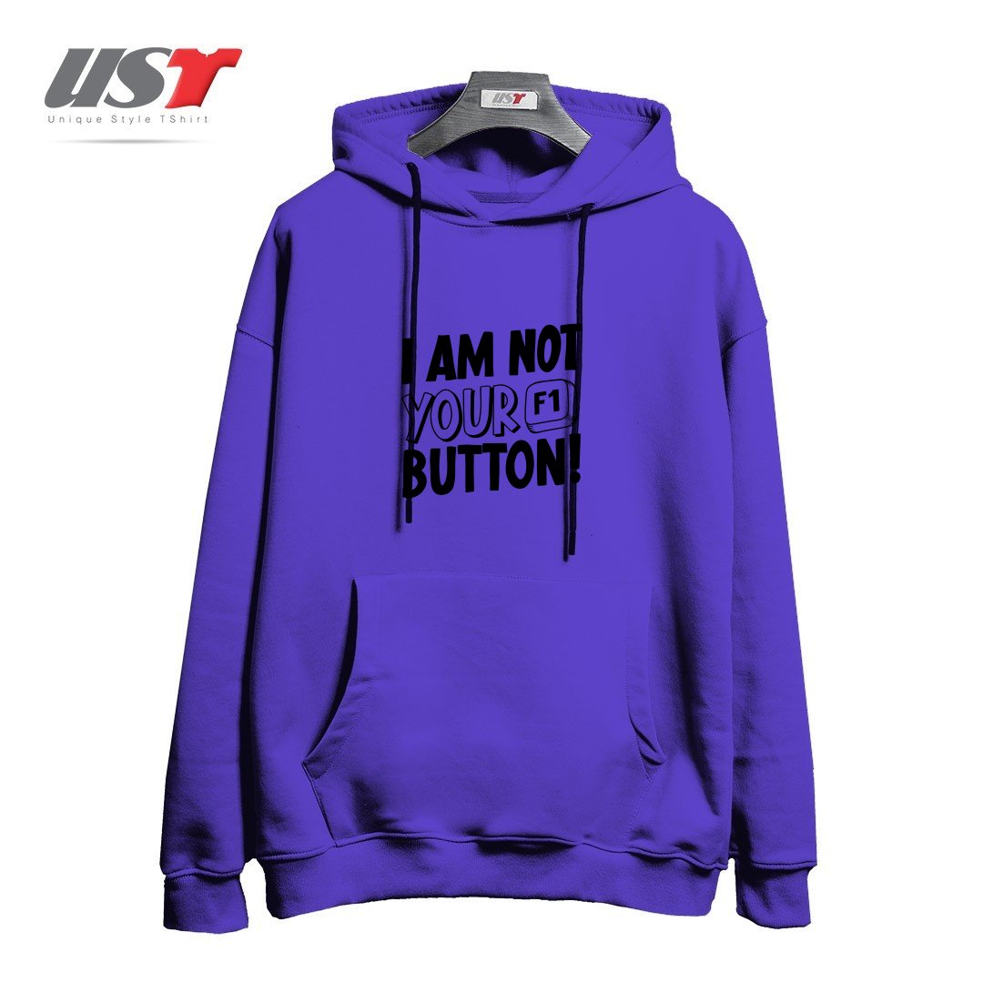 طرح I AM NOT YOUR F1 BUTTON! هودی اورسایزرنگ بنفش