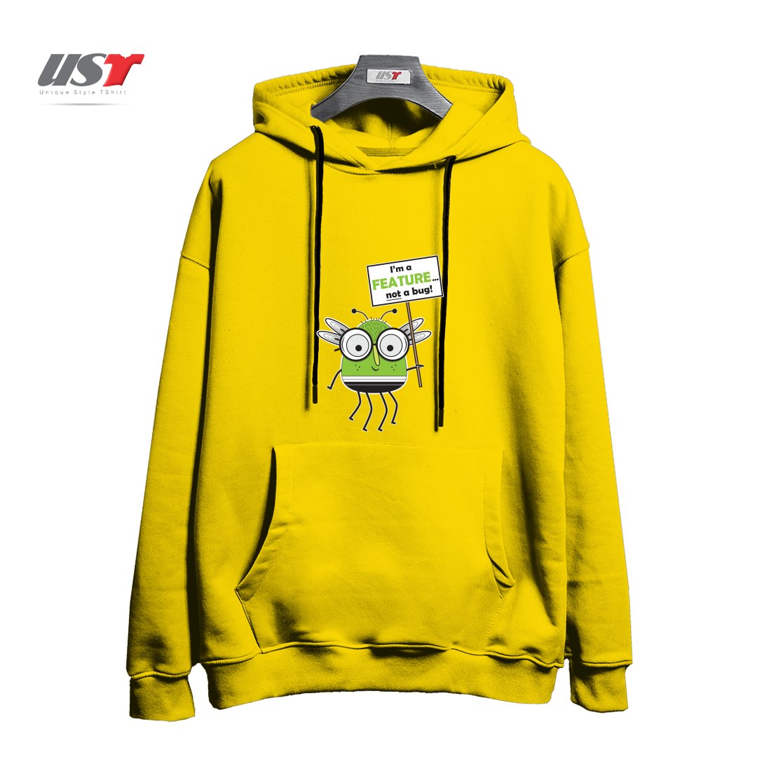 طرح I'M NOT A BUG هودی اورسایزرنگ زرد