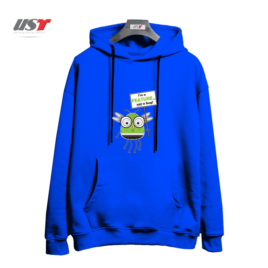 طرح I'M NOT A BUG هودی اورسایزرنگ آبی شالی