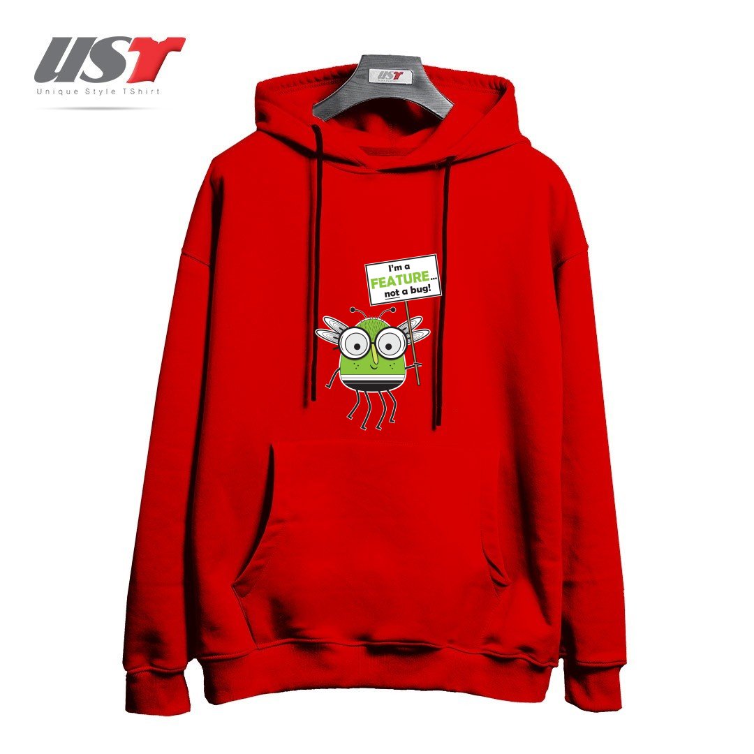 طرح I'M NOT A BUG هودی اورسایزرنگ قرمز