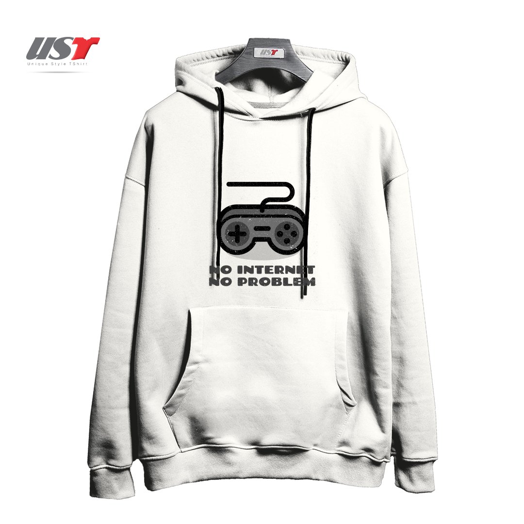 هودی اورسایز طرح NO INTERNET NO PROBLEM PAD