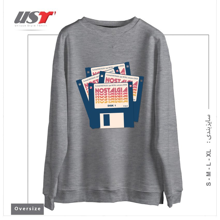 سوییشرت اورسایز طرح NOSTALGIA FLOPPY DISK VERSION 2.0