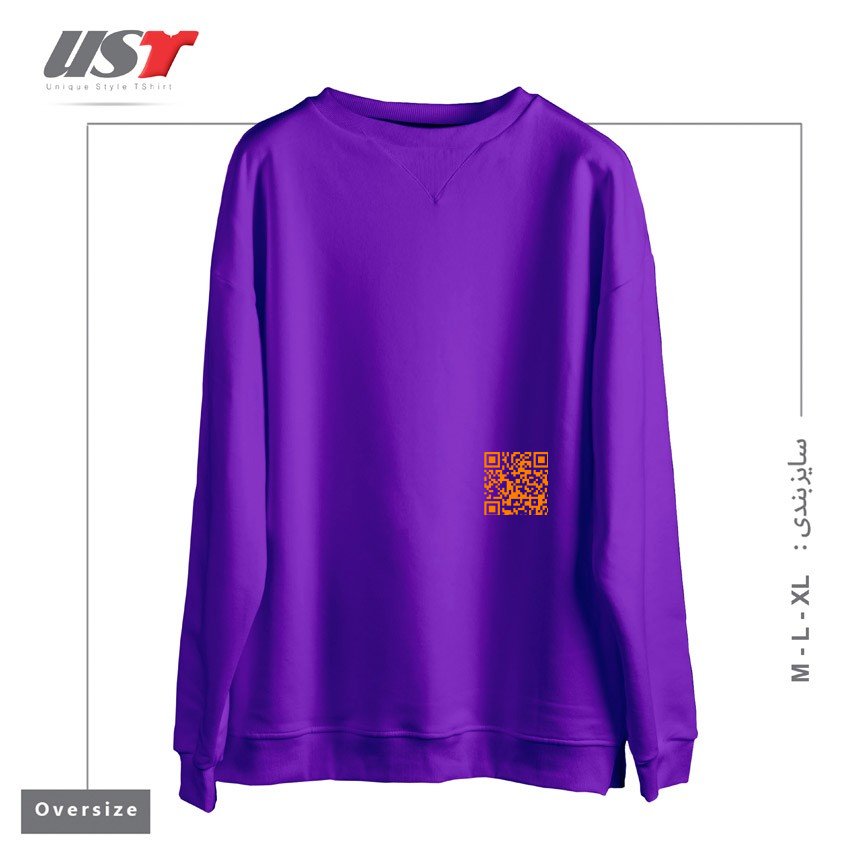 سوییشرت اورسایز طرح QR CODE - JUST BE YOURSELF YOU ARE AWESOME