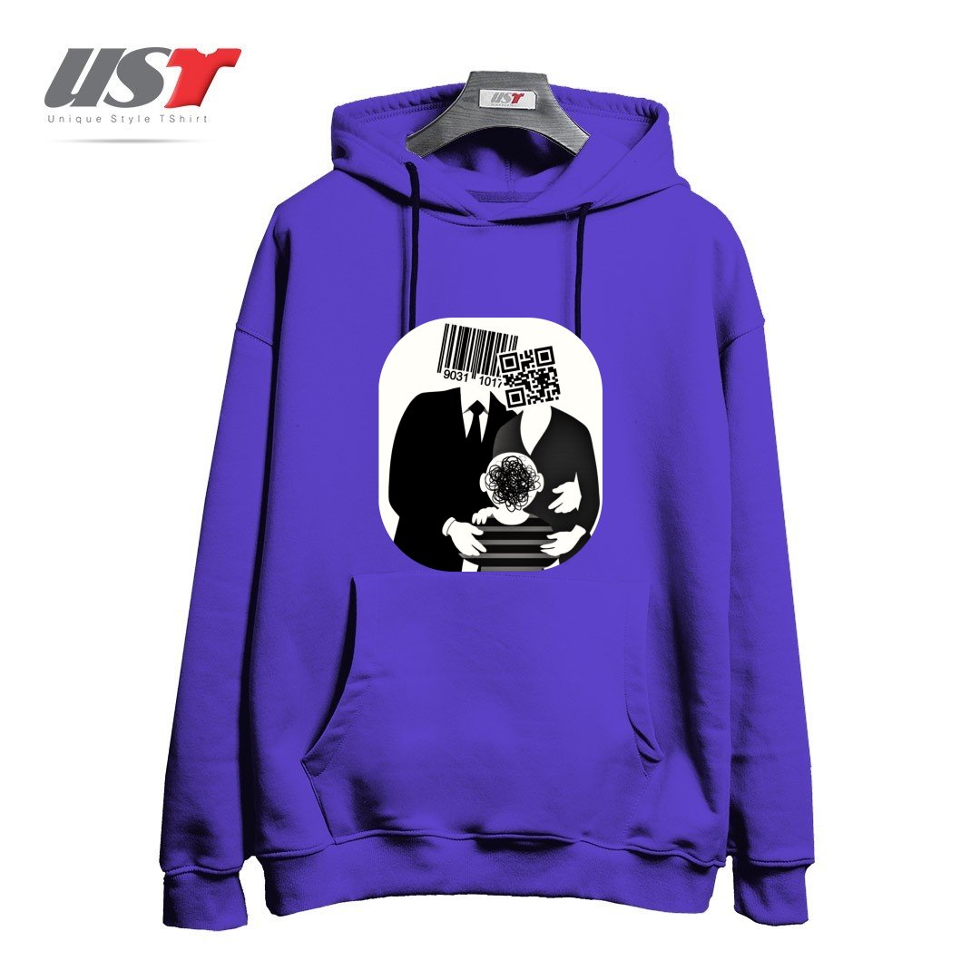 طرح QR CODE FAMILY هودی اورسایزرنگ بنفش