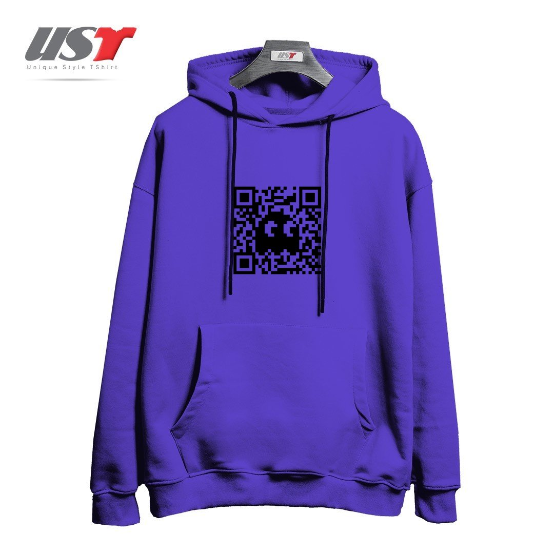 طرح QR GHOST هودی اورسایزرنگ بنفش