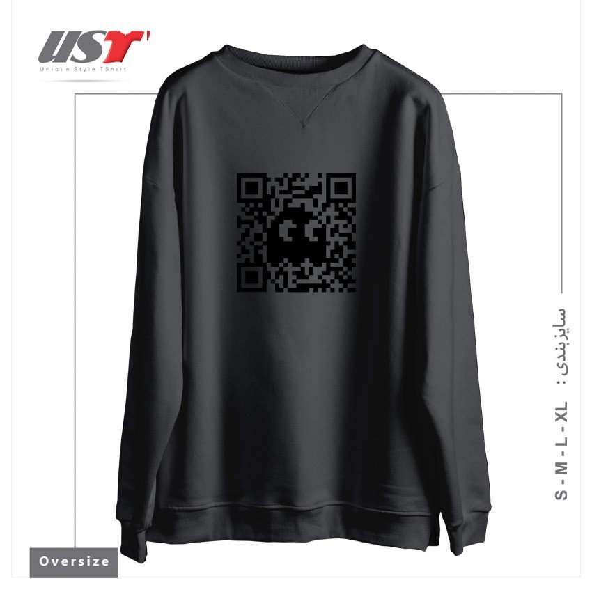 طرح QR GHOST سوییشرت اورسایزرنگ دودی