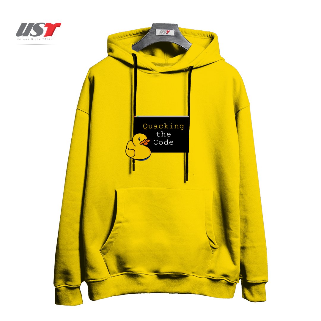 طرح QUACKING THE CODE هودی اورسایزرنگ زرد