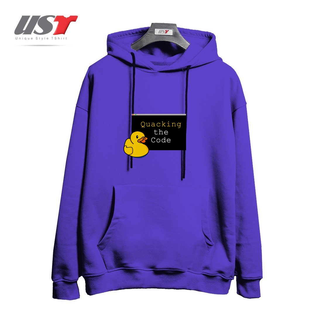 طرح QUACKING THE CODE هودی اورسایزرنگ بنفش