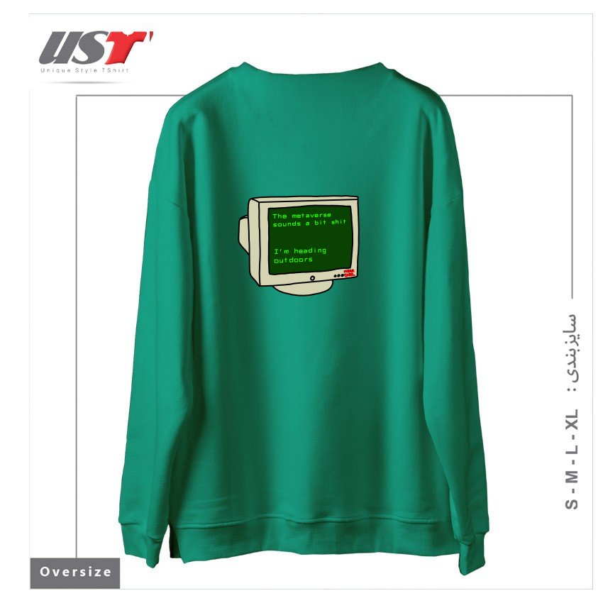 طرح REAL LIFE سوییشرت اورسایزرنگ سبز سدری