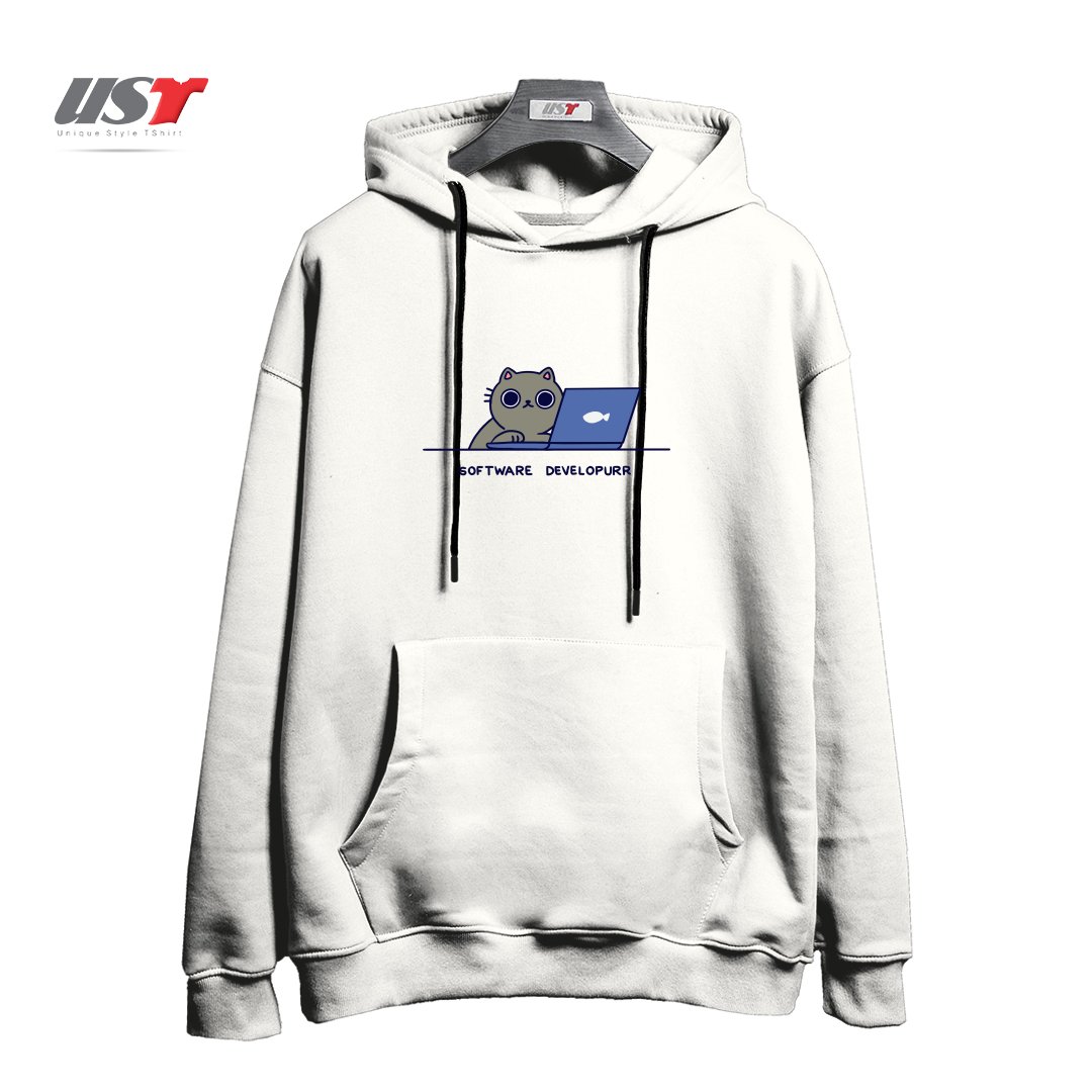 طرح SOFTWARE DEVELOPURR هودی اورسایزرنگ سفید