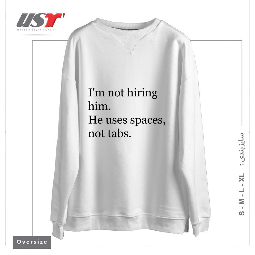 سوییشرت اورسایز طرح TABS OVER SPACES  SILICON VALLEY