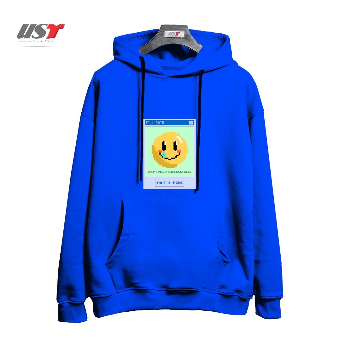 طرح TASK FAILED SUCCESSFULLY - THAT'S FINE هودی اورسایزرنگ آبی شالی