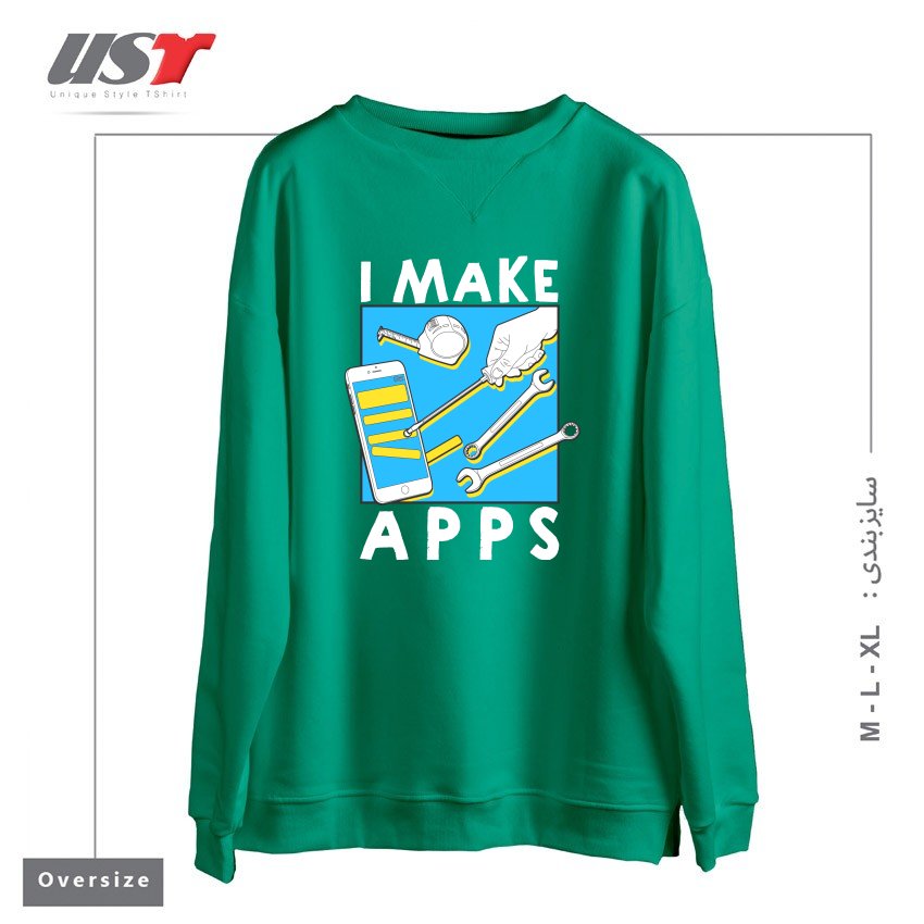 طرح THE APP GUY سوییشرت اورسایزرنگ سبز سدری