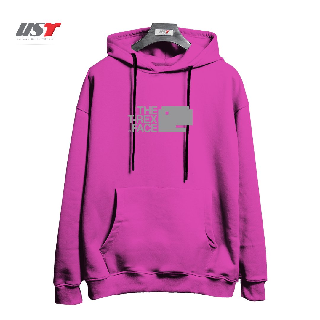 طرح THE T-REX FACE هودی اورسایزرنگ صورتی