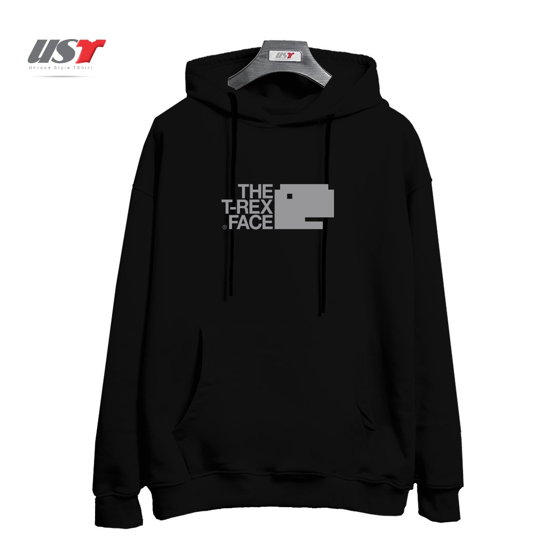 طرح THE T-REX FACE هودی اورسایزرنگ مشکی