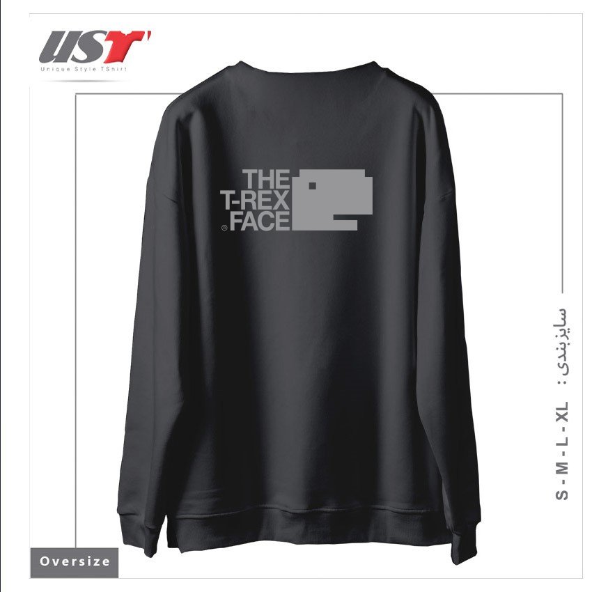 طرح THE T-REX FACE سوییشرت اورسایزرنگ دودی