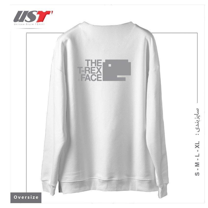 طرح THE T-REX FACE سوییشرت اورسایزرنگ سفید
