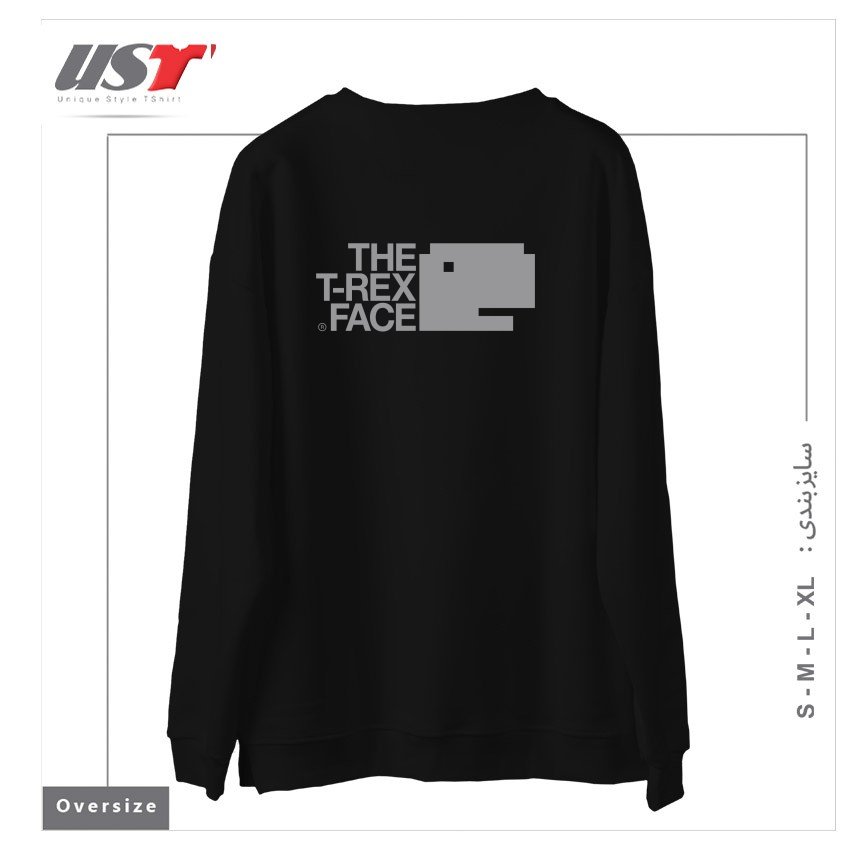 طرح THE T-REX FACE سوییشرت اورسایزرنگ مشکی