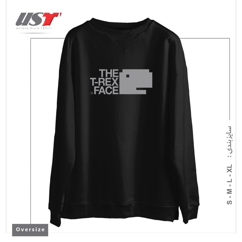 طرح THE T-REX FACE سوییشرت اورسایزرنگ مشکی
