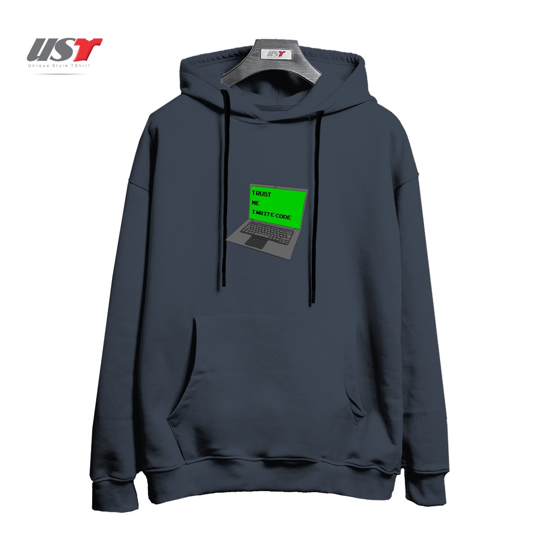 طرح TRUST ME I WRITE CODE هودی اورسایزرنگ دودی