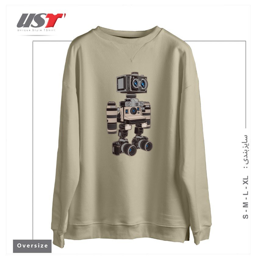 طرح CAMERA BOT 6000 سوییشرت اورسایزرنگ نخودی