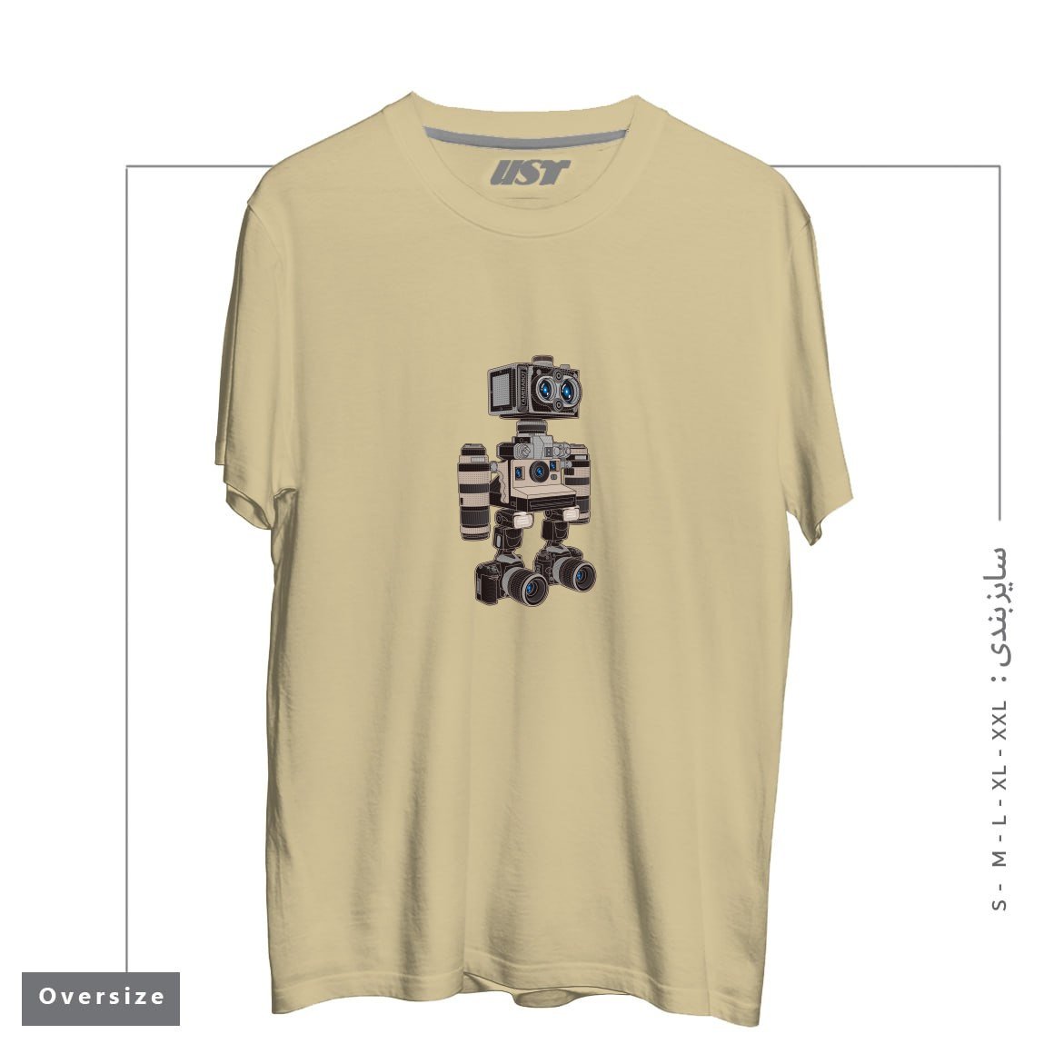 طرح CAMERA BOT 6000 تیشرت اورسایزرنگ نخودی