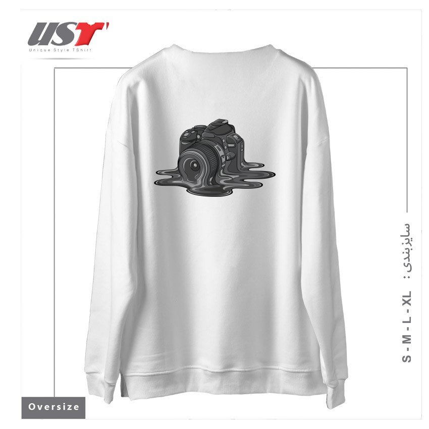 طرح CAMERA MELT سوییشرت اورسایزرنگ سفید