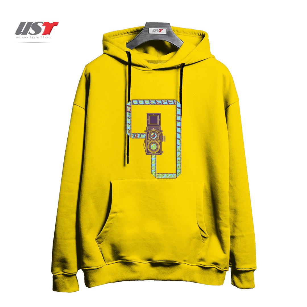 طرح CAMERA1 هودی اورسایزرنگ زرد