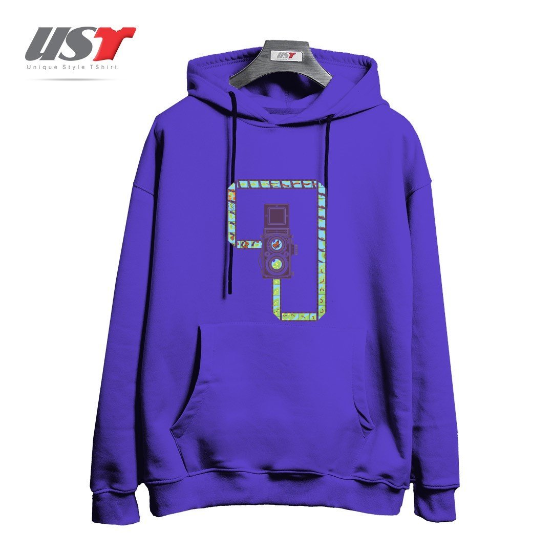 طرح CAMERA1 هودی اورسایزرنگ بنفش