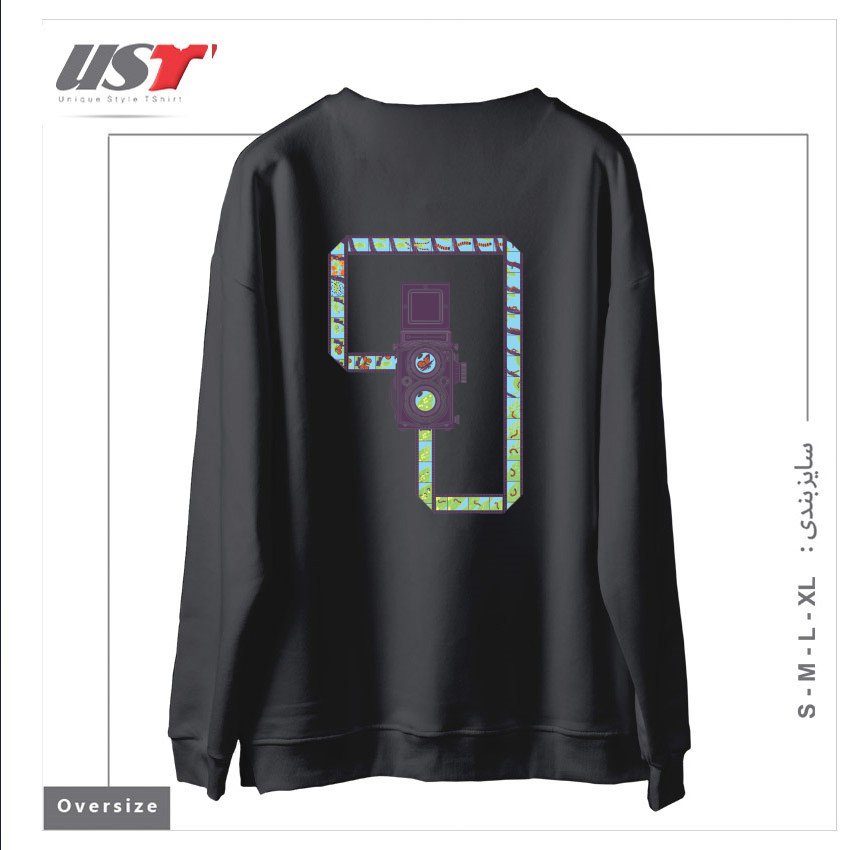 طرح CAMERA1 سوییشرت اورسایزرنگ دودی