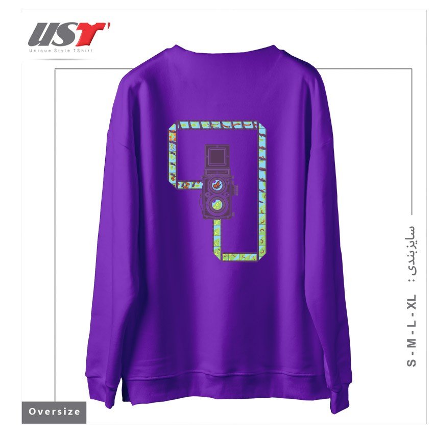 طرح CAMERA1 سوییشرت اورسایزرنگ بنفش