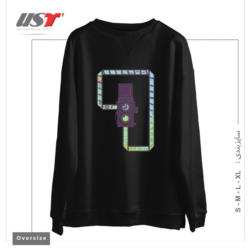 طرح CAMERA1 سوییشرت اورسایزرنگ مشکی